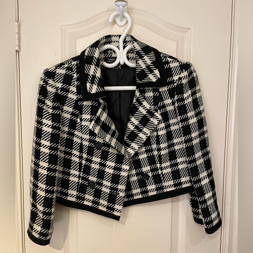 JONES NEW YORK plaid cropped blazer